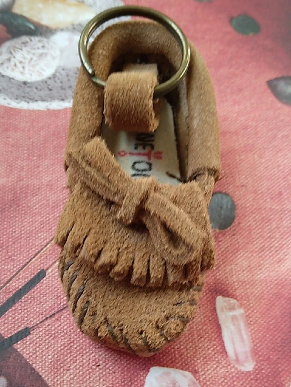 Minnetonka Brown Suede Moccasin Keychain